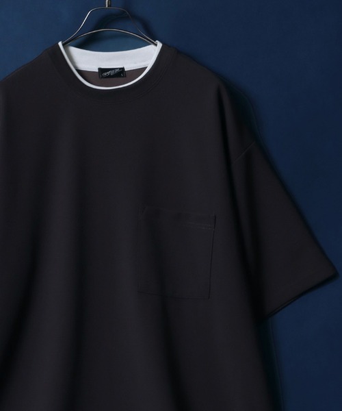 ANPAS(アンパス)の「Georgette Fake Layered T-shirt/ジョーゼット オーバーサイズ フェイクレイヤード ビッグシルエット Tシャツ(Tシャツ/カットソー・メンズ・ホワイト/ターコイズブルー/ワイン/チャコール/ネイビー/ライトグレー/ブラック/ブルー・M/L)」の5枚目の写真