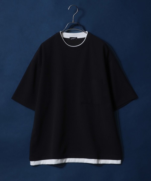 ANPAS(アンパス)の「Georgette Fake Layered T-shirt/ジョーゼット オーバーサイズ フェイクレイヤード ビッグシルエット Tシャツ(Tシャツ/カットソー・メンズ・ホワイト/ターコイズブルー/ワイン/チャコール/ネイビー/ライトグレー/ブラック/ブルー・M/L)」の3枚目の写真