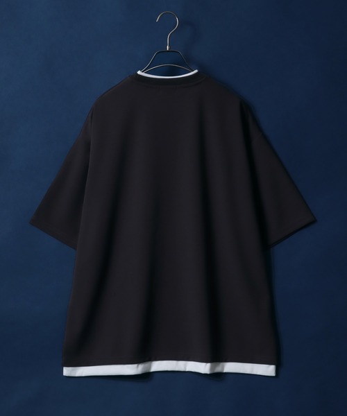 ANPAS(アンパス)の「Georgette Fake Layered T-shirt/ジョーゼット オーバーサイズ フェイクレイヤード ビッグシルエット Tシャツ(Tシャツ/カットソー・メンズ・ホワイト/ターコイズブルー/ワイン/チャコール/ネイビー/ライトグレー/ブラック/ブルー・M/L)」の11枚目の写真