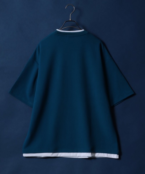 ANPAS(アンパス)の「Georgette Fake Layered T-shirt/ジョーゼット オーバーサイズ フェイクレイヤード ビッグシルエット Tシャツ(Tシャツ/カットソー・メンズ・ホワイト/ターコイズブルー/ワイン/チャコール/ネイビー/ライトグレー/ブラック/ブルー・M/L)」の12枚目の写真