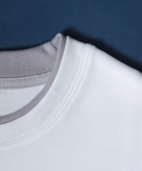 ANPAS(アンパス)の「Georgette Fake Layered T-shirt/ジョーゼット オーバーサイズ フェイクレイヤード ビッグシルエット Tシャツ(Tシャツ/カットソー・メンズ・ホワイト/ターコイズブルー/ワイン/チャコール/ネイビー/ライトグレー/ブラック/ブルー・M/L)」の13枚目の写真