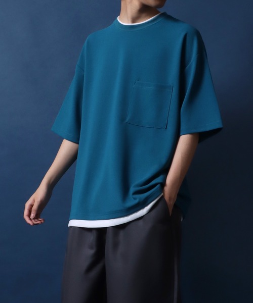 ANPAS(アンパス)の「Georgette Fake Layered T-shirt/ジョーゼット オーバーサイズ フェイクレイヤード ビッグシルエット Tシャツ(Tシャツ/カットソー・メンズ・ホワイト/ターコイズブルー/ワイン/チャコール/ネイビー/ライトグレー/ブラック/ブルー・M/L)」の21枚目の写真
