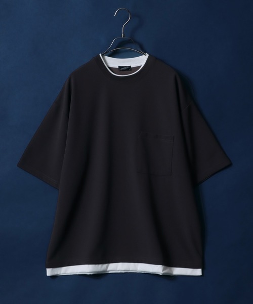 ANPAS(アンパス)の「Georgette Fake Layered T-shirt/ジョーゼット オーバーサイズ フェイクレイヤード ビッグシルエット Tシャツ(Tシャツ/カットソー・メンズ・ホワイト/ターコイズブルー/ワイン/チャコール/ネイビー/ライトグレー/ブラック/ブルー・M/L)」の19枚目の写真