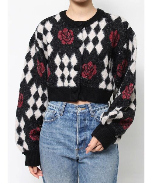 jouetie（ジュエティ）の「パターン2WAYフェザーニットカーディガン 花柄/スター/モノグラム（カーディガン/ボレロ・レディース・ブラック/グレー/ブルー/アイボリー・MEDIUM）」の22枚目の写真