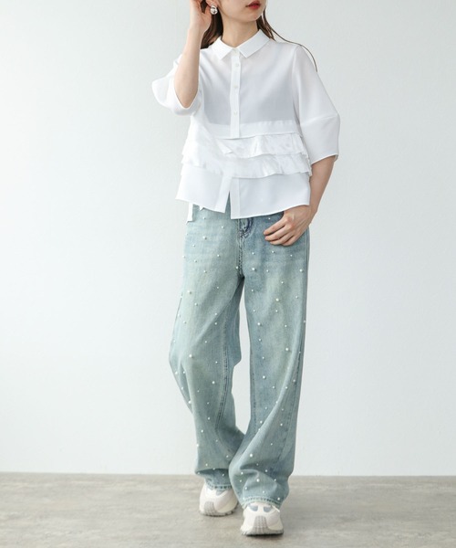 Cepica（セピカ）の「パール付デニムパンツ（デニムパンツ・レディース・ブルー・FREE）」の9枚目の写真