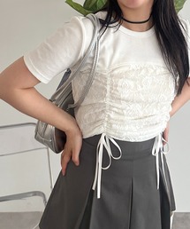 【apres jour mignon】シアーレースドロスト切り替えリブTシャツ【ZOZOTOWN限定アイテム】