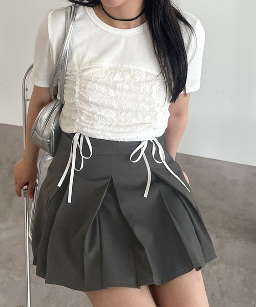 apres jour mignon(アプレジュールミニョン)の「【apres jour mignon】シアーレースドロスト切り替えリブTシャツ【ZOZOTOWN限定アイテム】(Tシャツ/カットソー・レディース・ブラック/オフホワイト/チャコールグレー/ナチュラル/ブラック系その他・フリー/X-LARGE)」の6枚目の写真