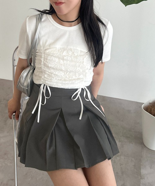 apres jour mignon(アプレジュールミニョン)の「【apres jour mignon】シアーレースドロスト切り替えリブTシャツ【ZOZOTOWN限定アイテム】(Tシャツ/カットソー・レディース・ブラック/オフホワイト/チャコールグレー/ナチュラル/ブラック系その他・フリー/X-LARGE)」の7枚目の写真