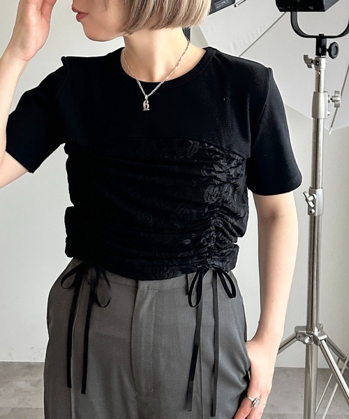 apres jour mignon(アプレジュールミニョン)の「【apres jour mignon】シアーレースドロスト切り替えリブTシャツ【ZOZOTOWN限定アイテム】(Tシャツ/カットソー・レディース・ブラック/オフホワイト/チャコールグレー/ナチュラル/ブラック系その他・フリー/X-LARGE)」の15枚目の写真