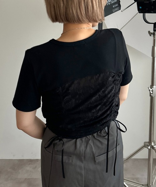 apres jour mignon(アプレジュールミニョン)の「【apres jour mignon】シアーレースドロスト切り替えリブTシャツ【ZOZOTOWN限定アイテム】(Tシャツ/カットソー・レディース・ブラック/オフホワイト/チャコールグレー/ナチュラル/ブラック系その他・フリー/X-LARGE)」の17枚目の写真