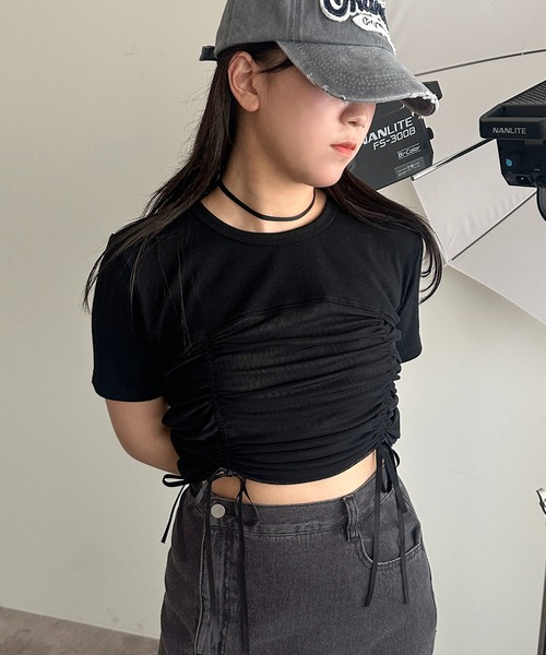 apres jour mignon(アプレジュールミニョン)の「【apres jour mignon】シアーレースドロスト切り替えリブTシャツ【ZOZOTOWN限定アイテム】(Tシャツ/カットソー・レディース・ブラック/オフホワイト/チャコールグレー/ナチュラル/ブラック系その他・フリー/X-LARGE)」の21枚目の写真