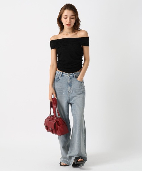 FOREVER 21（フォーエバー トゥエンティーワン）の「【2024SS】レースオフショル（その他トップス・レディース・ブラック/オフホワイト・FREE）」の4枚目の写真