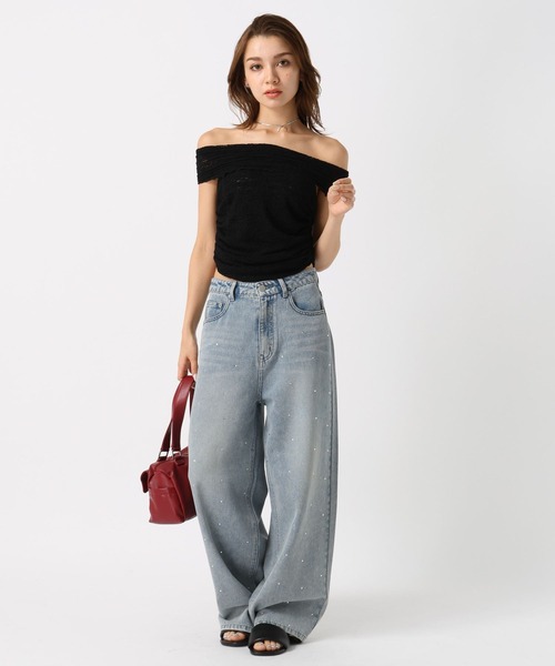 FOREVER 21（フォーエバー トゥエンティーワン）の「【2024SS】レースオフショル（その他トップス・レディース・ブラック/オフホワイト・FREE）」の5枚目の写真