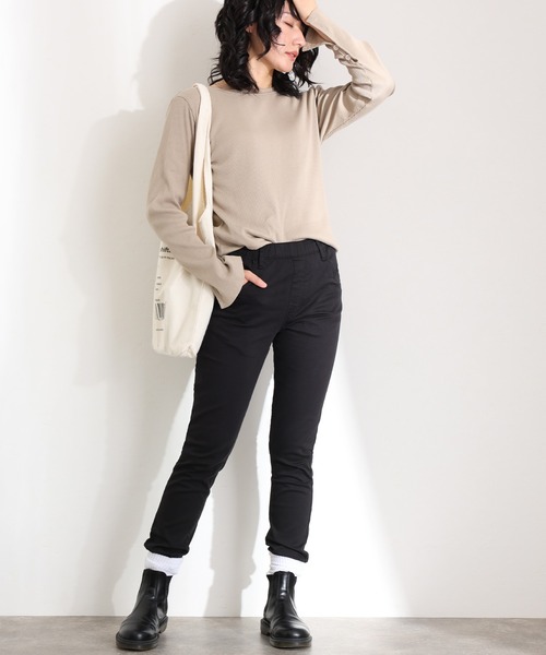 ElegChic(エレグシック)の「紐付き ウエストゴム ツイルパンツ(その他パンツ・レディース・ブラック/カーキ/ベージュ・M/L/XL/3L/4L)」の6枚目の写真