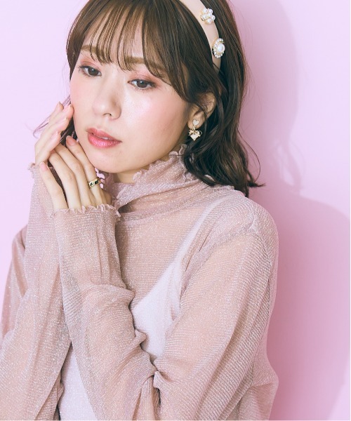 marun(マルン)の「<大きいサイズ> シアーラメインナー marun(Tシャツ/カットソー・レディース・ライトグレー系/ピンク/ブラック・4L/3L/LL/L/5L)」の3枚目の写真