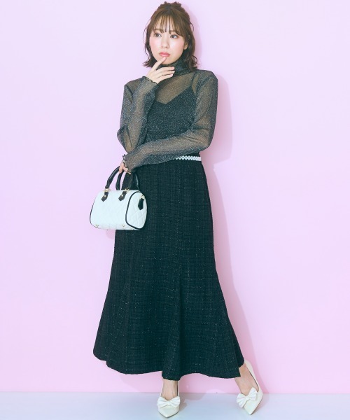 marun(マルン)の「<大きいサイズ> シアーラメインナー marun(Tシャツ/カットソー・レディース・ライトグレー系/ピンク/ブラック・4L/3L/LL/L/5L)」の5枚目の写真
