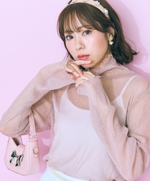 marun(マルン)の「<大きいサイズ> シアーラメインナー marun(Tシャツ/カットソー・レディース・ライトグレー系/ピンク/ブラック・4L/3L/LL/L/5L)」の4枚目の写真