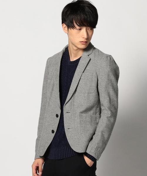 SHIPS JET BLUE(シップスジェットブルー)の「SHIPS JET BLUE(シップス ジェットブルー): コットン/ウール 起毛シャツジャケット(テーラードジャケット・メンズ・グレー/ダークグレー/ネイビー・MEDIUM/SMALL/LARGE)」の2枚目の写真