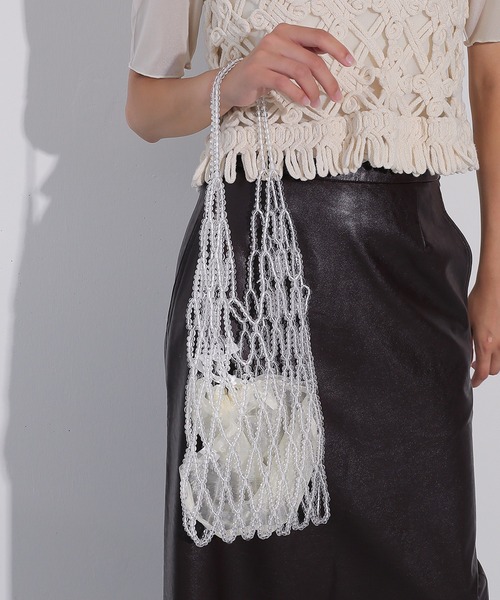 セール】編み上げビーズバッグ 巾着付き デイリー オケージョン
