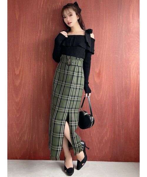 RESEXXY(リゼクシー)の「フリンジタイトスカート(スカート・レディース・ブラック/ホワイト/グリーン・FREE)」の9枚目の写真