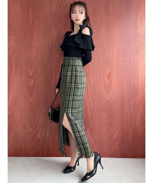 RESEXXY(リゼクシー)の「フリンジタイトスカート(スカート・レディース・ブラック/ホワイト/グリーン・FREE)」の10枚目の写真