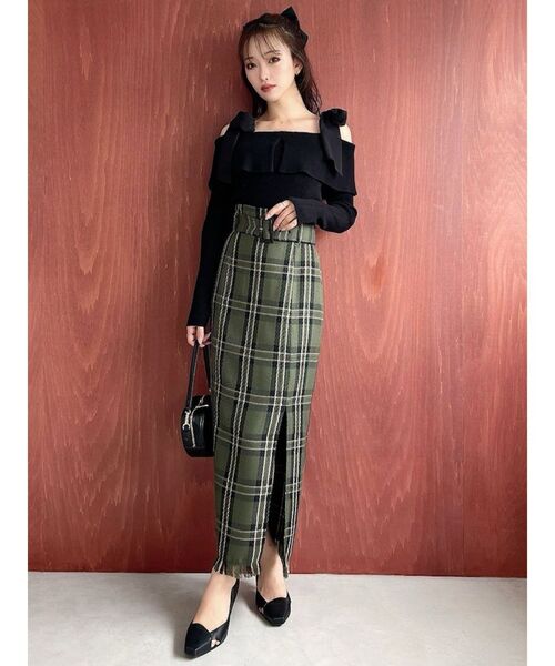 RESEXXY(リゼクシー)の「フリンジタイトスカート(スカート・レディース・ブラック/ホワイト/グリーン・FREE)」の11枚目の写真