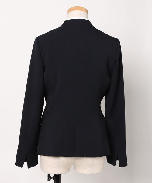 m.f.エディトリアル レディース ストレッチ ウォッシャブル カラーレスジャケット 紺(セットアップ可能)(スーツジャケット)|m.f.editorial(エムエフエディトリアル) m.f.エディトリアル レディース ストレッチ ウォッシャブル カラーレスジャケット 紺(セットアップ可能)(スーツジャケット)|m.f.editorial(エムエフエディトリアル)