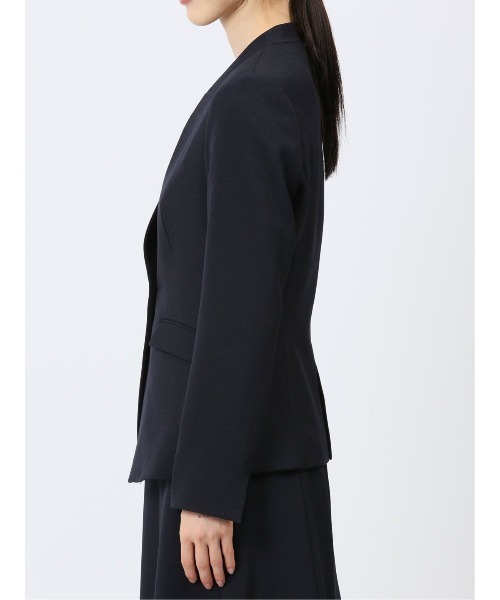 m.f.エディトリアル レディース ストレッチ ウォッシャブル カラーレスジャケット 紺(セットアップ可能)(スーツジャケット)|m.f.editorial(エムエフエディトリアル) m.f.エディトリアル レディース ストレッチ ウォッシャブル カラーレスジャケット 紺(セットアップ可能)(スーツジャケット)|m.f.editorial(エムエフエディトリアル)