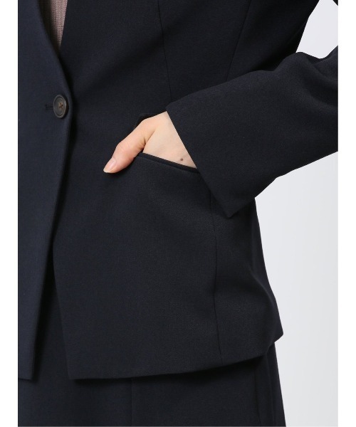 m.f.エディトリアル レディース ストレッチ ウォッシャブル カラーレスジャケット 紺(セットアップ可能)(スーツジャケット)|m.f.editorial(エムエフエディトリアル) m.f.エディトリアル レディース ストレッチ ウォッシャブル カラーレスジャケット 紺(セットアップ可能)(スーツジャケット)|m.f.editorial(エムエフエディトリアル)