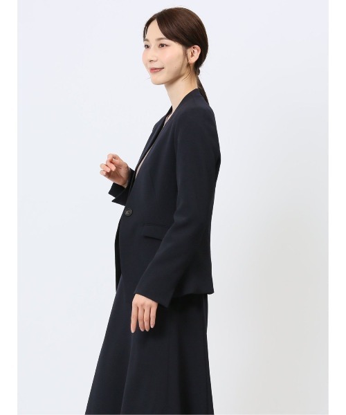 m.f.エディトリアル レディース ストレッチ ウォッシャブル カラーレスジャケット 紺(セットアップ可能)(スーツジャケット)|m.f.editorial(エムエフエディトリアル) m.f.エディトリアル レディース ストレッチ ウォッシャブル カラーレスジャケット 紺(セットアップ可能)(スーツジャケット)|m.f.editorial(エムエフエディトリアル)