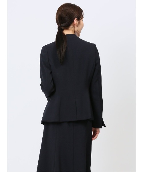 m.f.エディトリアル レディース ストレッチ ウォッシャブル カラーレスジャケット 紺(セットアップ可能)(スーツジャケット)|m.f.editorial(エムエフエディトリアル) m.f.エディトリアル レディース ストレッチ ウォッシャブル カラーレスジャケット 紺(セットアップ可能)(スーツジャケット)|m.f.editorial(エムエフエディトリアル)