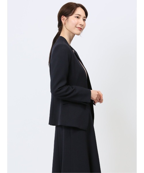 m.f.エディトリアル レディース ストレッチ ウォッシャブル カラーレスジャケット 紺(セットアップ可能)(スーツジャケット)|m.f.editorial(エムエフエディトリアル) m.f.エディトリアル レディース ストレッチ ウォッシャブル カラーレスジャケット 紺(セットアップ可能)(スーツジャケット)|m.f.editorial(エムエフエディトリアル)
