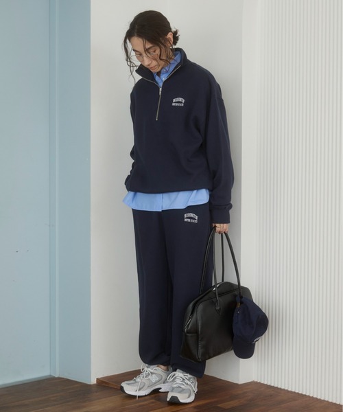 ANGIE（アンジー）の「ワンポイント刺繍 裏毛 スウェットパンツ（スウェットパンツ・レディース・杢グレー/ブラック/ホワイト/ライトグレー/ネイビー・MEDIUM/LARGE）」の5枚目の写真