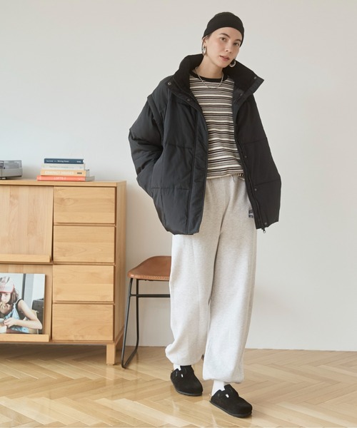 ANGIE（アンジー）の「ワンポイント刺繍 裏毛 スウェットパンツ（スウェットパンツ・レディース・杢グレー/ブラック/ホワイト/ライトグレー/ネイビー・MEDIUM/LARGE）」の4枚目の写真