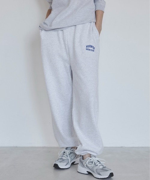 ANGIE（アンジー）の「ワンポイント刺繍 裏毛 スウェットパンツ（スウェットパンツ・レディース・杢グレー/ブラック/ホワイト/ライトグレー/ネイビー・MEDIUM/LARGE）」の18枚目の写真