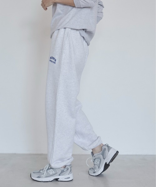 ANGIE（アンジー）の「ワンポイント刺繍 裏毛 スウェットパンツ（スウェットパンツ・レディース・杢グレー/ブラック/ホワイト/ライトグレー/ネイビー・MEDIUM/LARGE）」の21枚目の写真