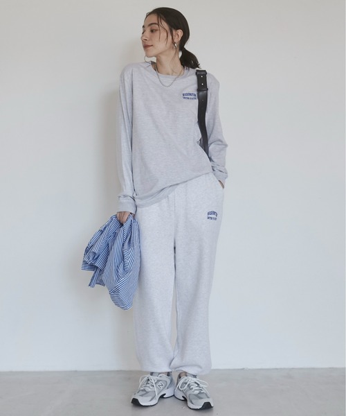 ANGIE（アンジー）の「ワンポイント刺繍 裏毛 スウェットパンツ（スウェットパンツ・レディース・杢グレー/ブラック/ホワイト/ライトグレー/ネイビー・MEDIUM/LARGE）」の16枚目の写真