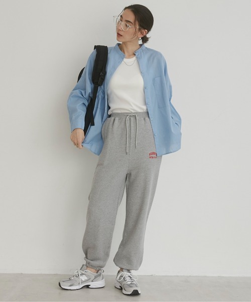 ANGIE（アンジー）の「ワンポイント刺繍 裏毛 スウェットパンツ（スウェットパンツ・レディース・杢グレー/ブラック/ホワイト/ライトグレー/ネイビー・MEDIUM/LARGE）」の17枚目の写真