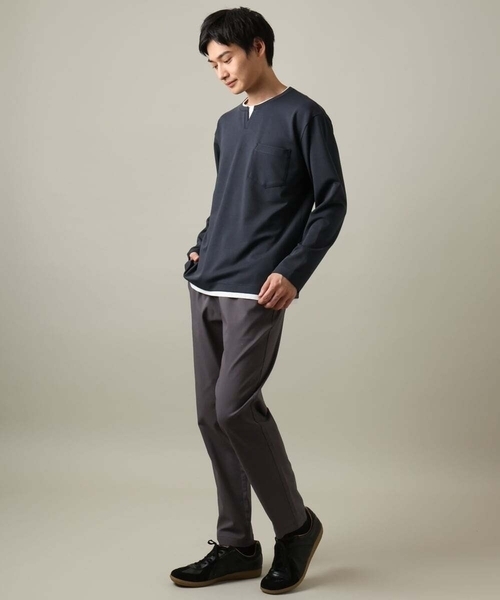 a.v.v(アーヴェヴェ)の「【きれいめで楽チン】キーネックフェイクレイヤードセミワイドカットソー(Tシャツ/カットソー・メンズ・ネイビー/ブラック/ボルドー・48/50/46/44)」の10枚目の写真