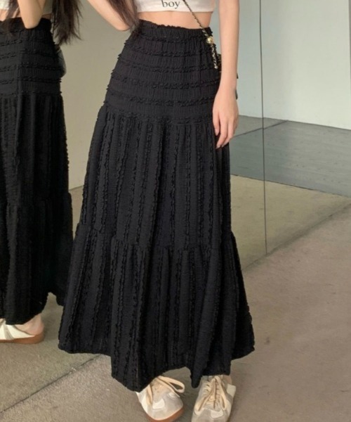 Achic(アシック)の「切り替えレースフレアロング丈スカート(スカート・レディース・ホワイト/アイボリー/ブラック・M)」の7枚目の写真