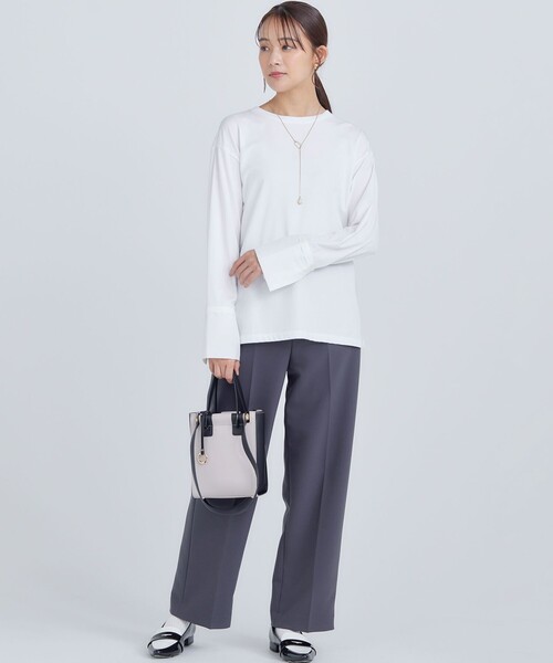 組曲(クミキョク)の「コットンベア天竺 カフス袖ロングTシャツ(Tシャツ/カットソー・レディース・アイボリー系・5/6/7)」の3枚目の写真