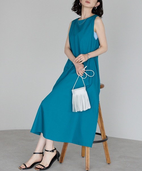 セール】ノースリーブAラインコットンワンピース（ワンピース