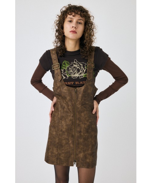 MOUSSY（マウジー）の「FRONT ZIP ジャンパースカート（ジャンパースカート・レディース・ブラウン/ブラック・1/2）」の2枚目の写真