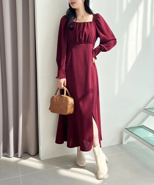 one after another NICE CLAUP(ワンアフターアナザーナイスクラップ)の「【WEB限定】バックリボン美シルエットワンピース(ワンピース・レディース・ボルドー/ダークブラウン/ブラック・FREE)」の15枚目の写真