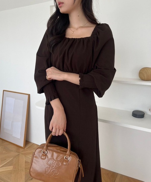 エムズグレイシー♡ブラウン Aライン ワンピース バックリボン付き新品