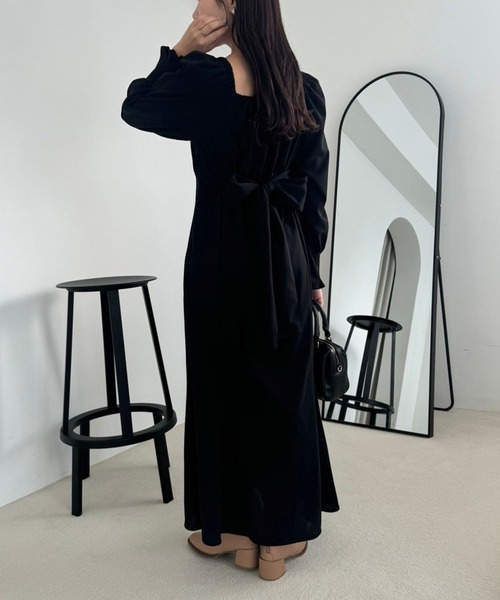 WEB限定】バックリボン美シルエットワンピース（ワンピース）｜one