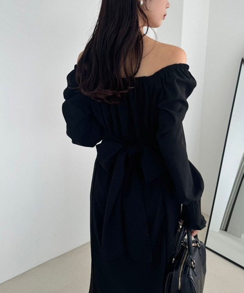 one after another NICE CLAUP(ワンアフターアナザーナイスクラップ)の「【WEB限定】バックリボン美シルエットワンピース(ワンピース・レディース・ボルドー/ダークブラウン/ブラック・FREE)」の21枚目の写真