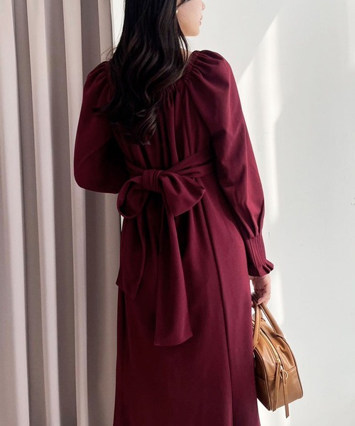 WEB限定】バックリボン美シルエットワンピース（ワンピース）｜one