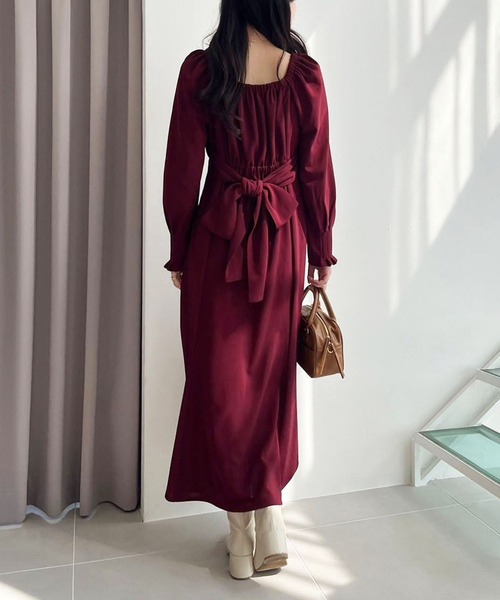 WEB限定】バックリボン美シルエットワンピース（ワンピース）｜one