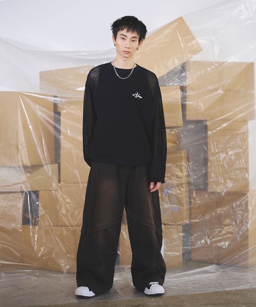 セール】【12oz】オーバーサイズバギーワイドバイカーデニムパンツ